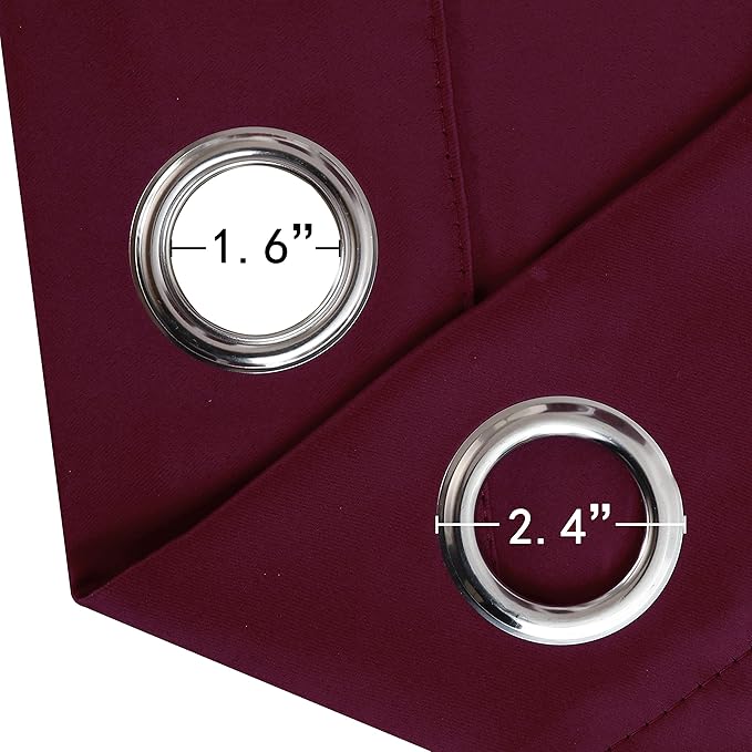 LEMOMO Burgundy Red Thermal Blackout Curtains/42 x 95 Inch/Set of 2 Panels Room - Image 6