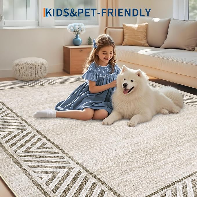 GarveeHome Large Dining Room Rug 10x13 Washable Bordered Carpet - Image 7