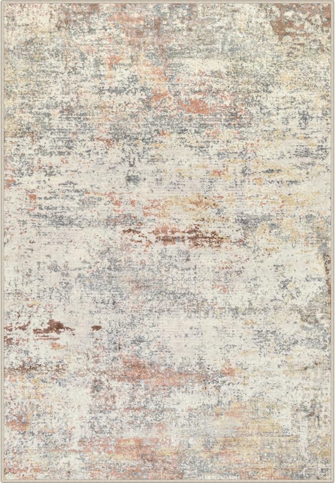 Area Rug Living Room: 4x4 Modern Washable Indoor Soft Carpet Taupe | by FXRHLP