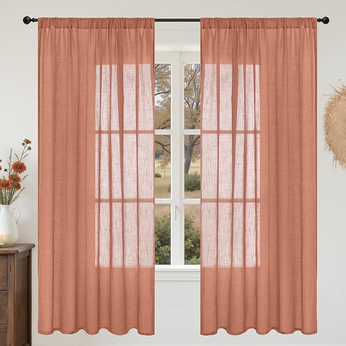 BGment Terracotta Linen Curtains 72 Inches Long by BGment