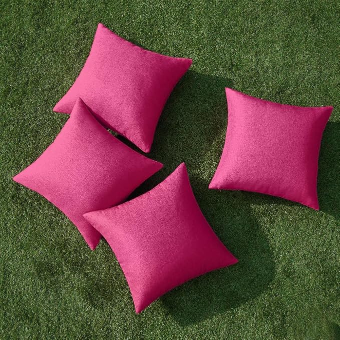 MIULEE Pack of 4 Decorative Outdoor Throw Pillow Covers Linen Waterproof Pillow - Image 4