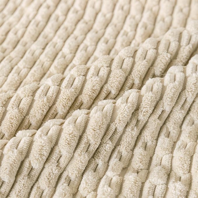 Set of 4 Beige Decorative Throw Pillow Covers 24x24 Inch Corduroy Pillow Covers - Image 6