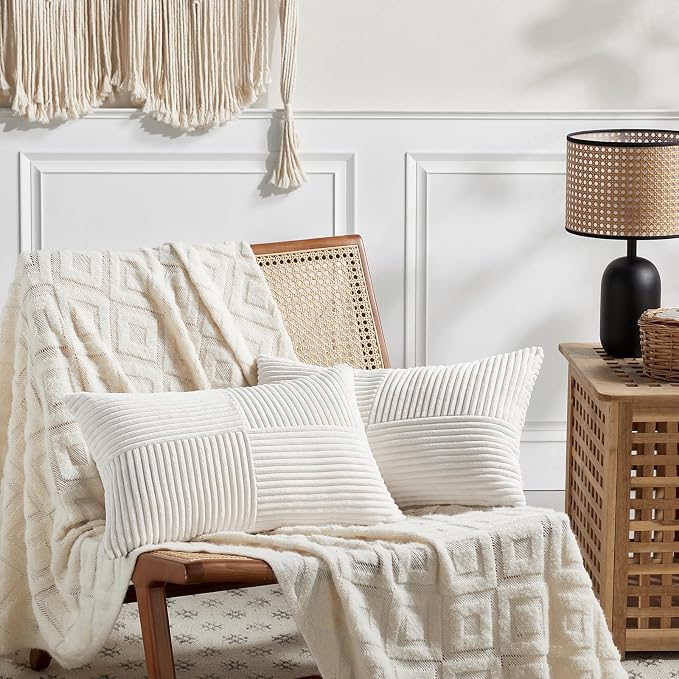 Fancy Homi 2 Packs Cream White Lumbar Decorative Throw Pillow Covers 14x24 Inch - Image 6