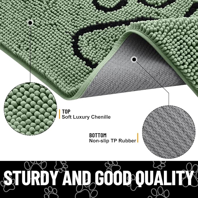 Smiry Dog Door Mat for Muddy Paws, Absorbent Dirt Trapper Non Slip Quick Dry - Image 3