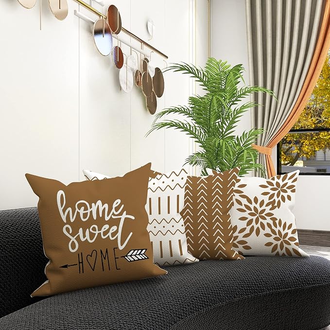 YCOLL Pillow Covers 18x18 Set of 4, Modern Sofa Throw Pillow Cover, Decorative - Image 2