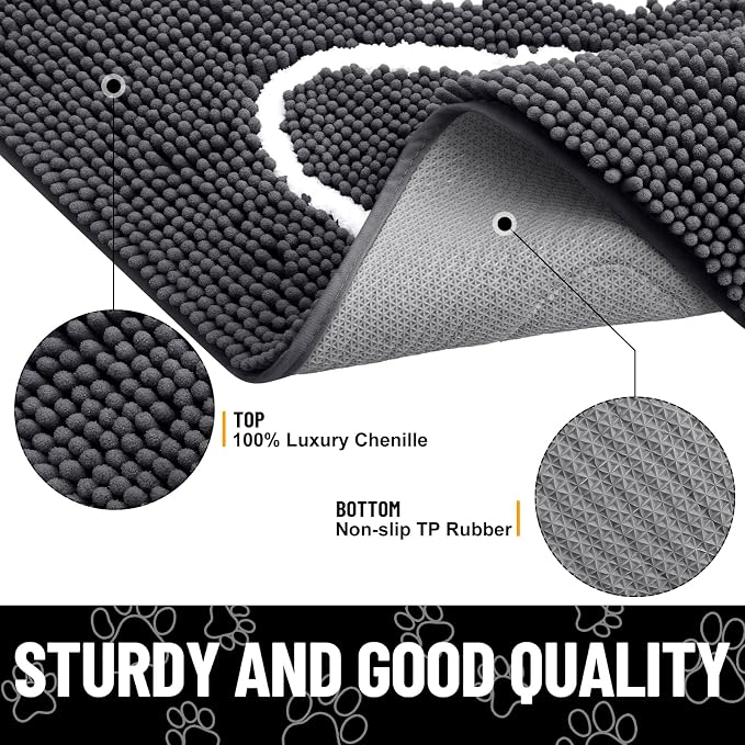 Smiry Dog Door Mat for Muddy Paws, Absorbent Dirt Trapper Non Slip Quick Dry - Image 3