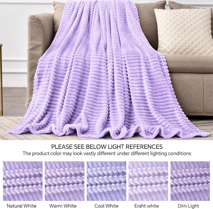 BEDELITE Fleece Throw Blanket for Couch – 3D Ribbed Jacquard Soft and Warm - Image 5