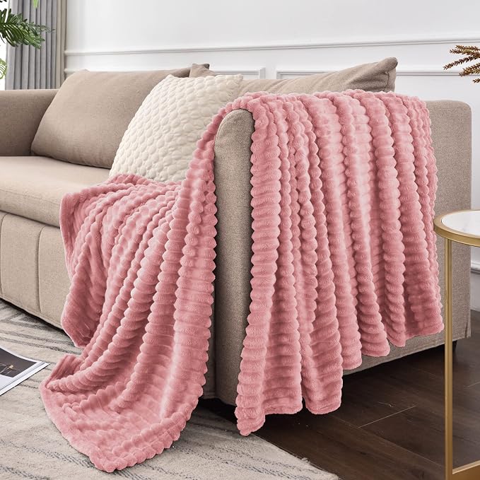 BEDELITE Fleece Blanket Twin Size – 3D Ribbed Jacquard Soft and Warm Decorative - Image 9