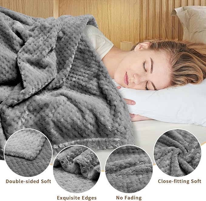 4 Pack Fleece Throw Blankets 50x60 Inches - Image 4