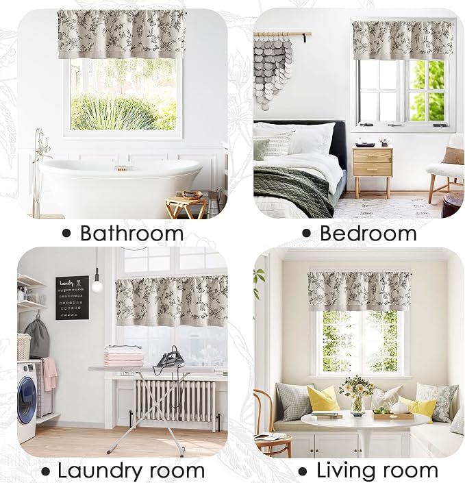 jinchan Floral Curtain Valance for Windows 16 Inch Linen Valance for Kitchen - Image 8