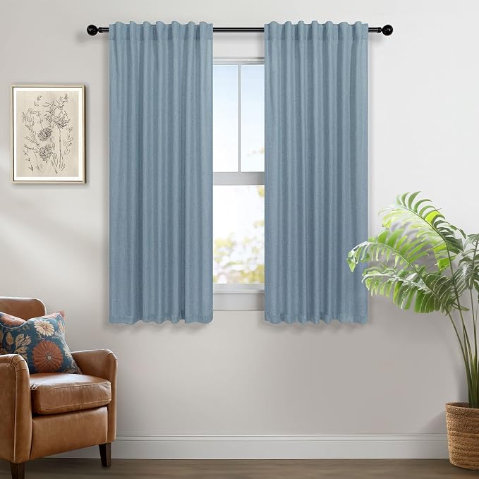 Country Blue Curtains 54 Inch Length - Image 2