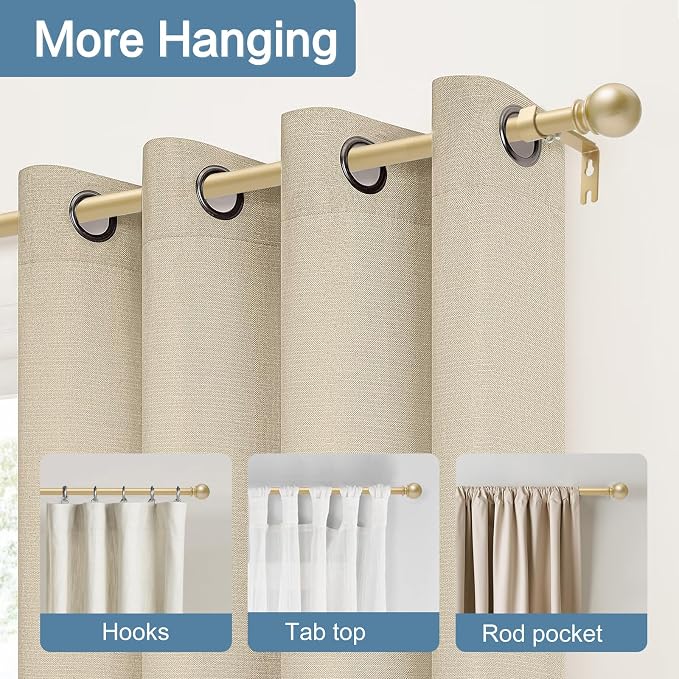 Gold Curtain Rods for Windows 28 to 48 Inch, 5/8 Inch Diameter Adjustable - Image 2