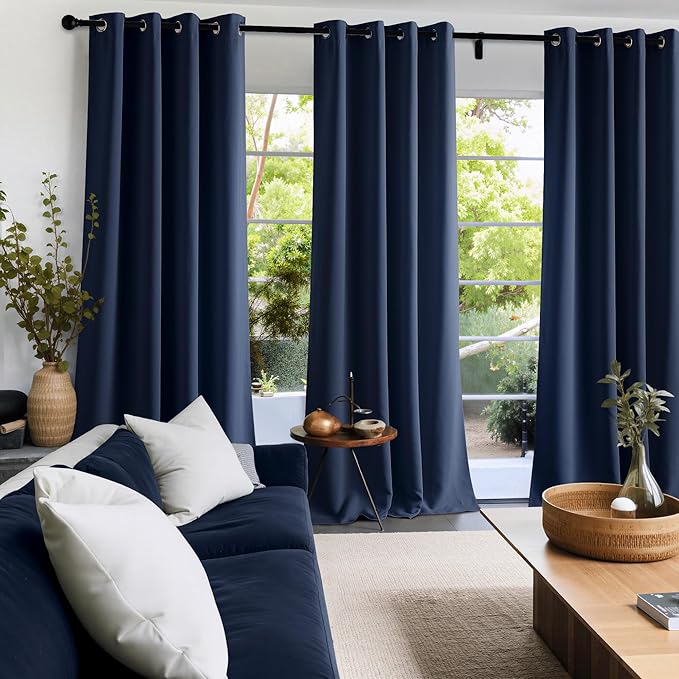 NICETOWN Navy Blue Blackout Draperies Heat Insulated Curtain 95 inch - Image 8