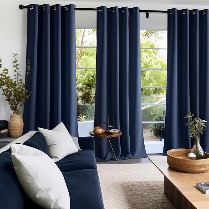 NICETOWN Room Darkening Draperies Curtains Panels, 2 Panels Navy Blue W52 x L108 - Image 9