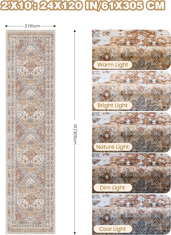 Runner Rug 2x10, Ultra-Thin Kitchen Rugs Non Slip Washable Rugs - Image 2