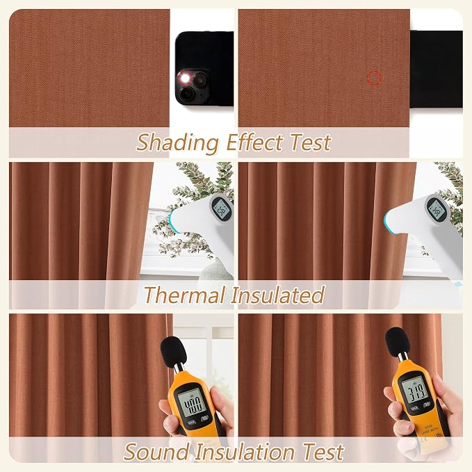 Guken Terracotta 100% Blackout Curtains 96 Inch Length 2 Panels Set Fall - Image 5