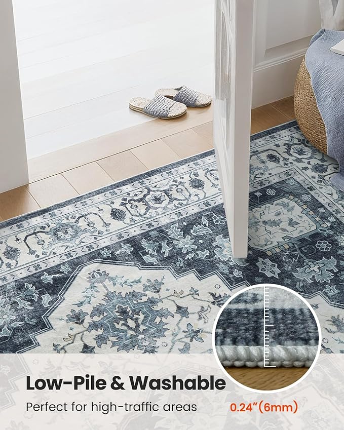 AMADA HOMEFURNISHING 8x10 Area Rug, Washable Low-Profile Large Area Rug - Image 5