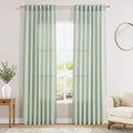 Nanspring Aqua Green Linen Curtains 84 Inch Length 2 Panels Set by Nanspring