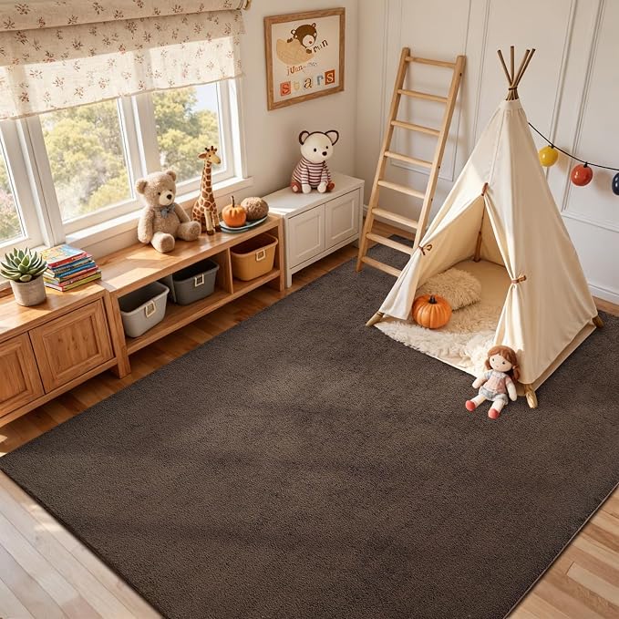FinRèc 5x7 Washable Area Rugs for Bedroom Living Room, Low Pile Thin Rug Solid - Image 5