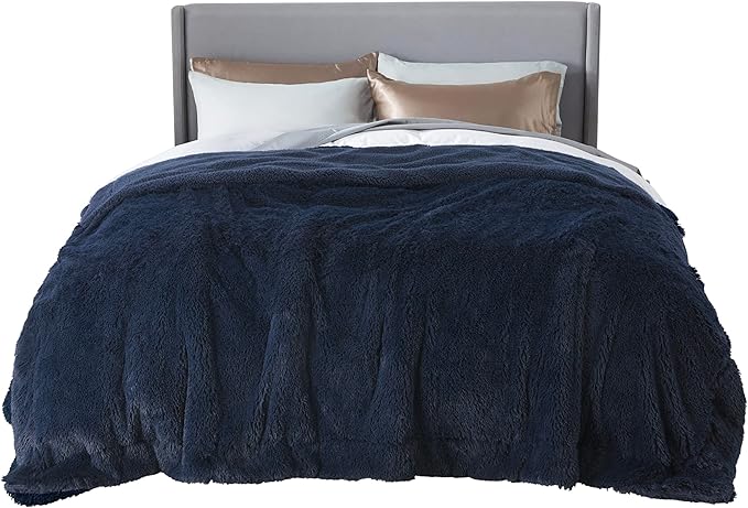 Bedsure GentleSoft Fluffy Navy Blue King Size Blanket by BEDSURE