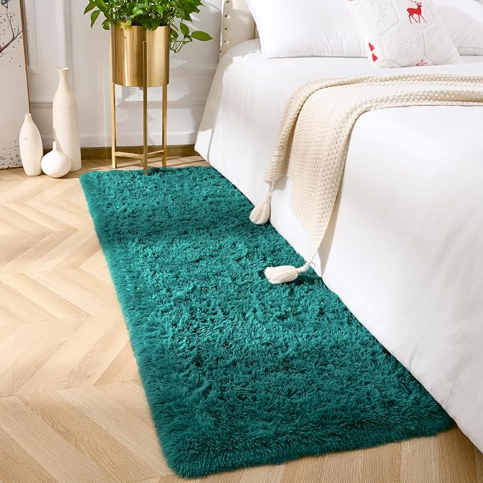 Amearea Shag Blue and Green Runner Rug - Image 4