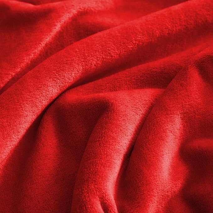 KMUSET Super Soft Throw Blanket Premium Silky Flannel Fleece Twin Red - Image 6
