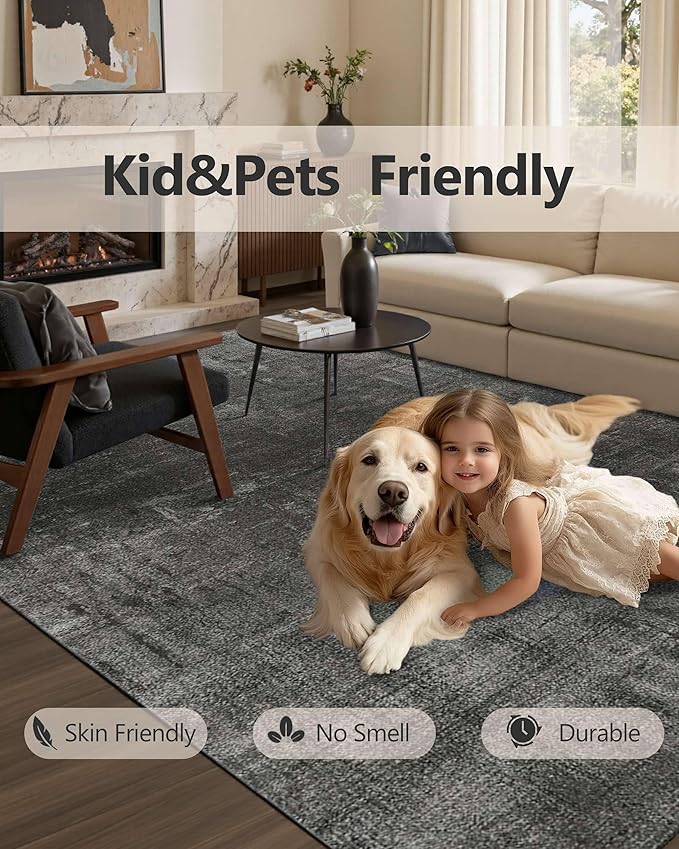 Latte&Fog 5x7 Area Rugs for Living Room Bedroom, Boho Non Slip Low Pile Carpet - Image 8