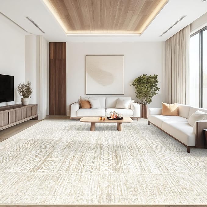 Living Room Rugs 9x12: Washable Moroccan Geometric Boho Rug Farmhouse Non Slip by VECARF