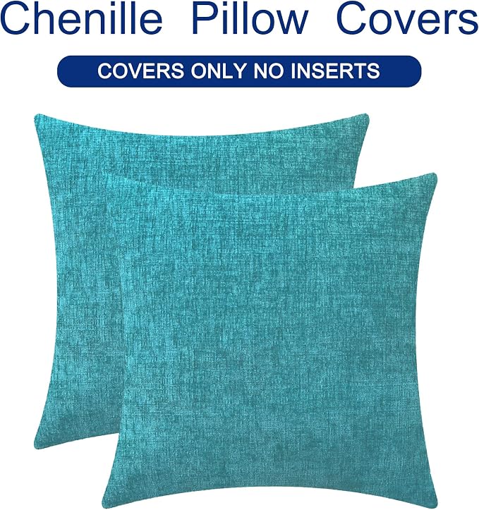 CaliTime Throw Pillow Covers Decorative 24 X 24 Inches Pack of 2 Cozy Chenille - Image 6