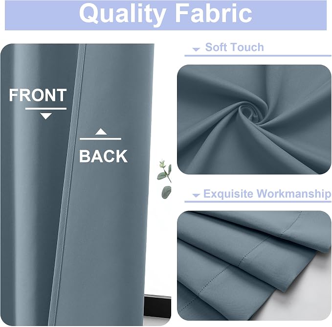 Simplebrand Ava Stone Blue Short Blackout Curtains - Image 3