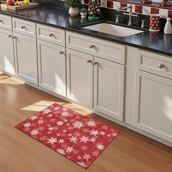 2x3 Christmas Doormat for Entryway, Washable Christmas Rugs Bathroom，Snowflake - Image 5