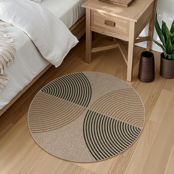 Lahome Enfys Modern Rainbow Round Rug 3ft, Circle Indoor Outdoor Rugs - Image 3