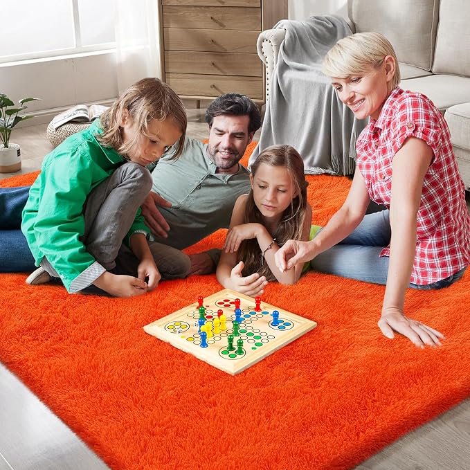 Orange Shag Area Rugs for Bedroom Living Room, 5X8 Ultra Soft Fluffy Area Rugs - Image 2