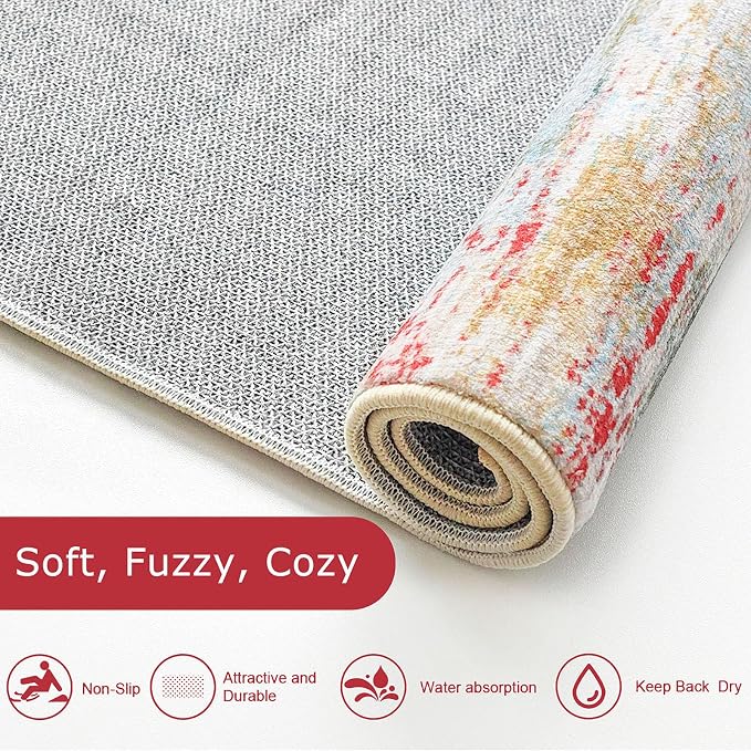 KOZYFLY Modern Abstract Hallway Runner Rug, 2x8 Washable Rug Runner Non-Slip - Image 6