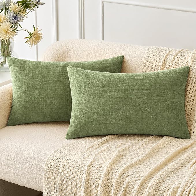 MIULEE Pack of 2 Couch Throw Pillow Covers 12x20 Inch Spring Soft Sage Green by MIULEE