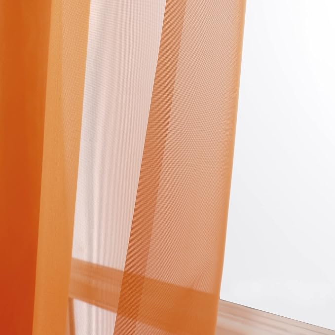 OWENIE Sheer Curtains 63 inch Length 2 Panels Set, Rod Pocket Voile Fimly Sheer - Image 4