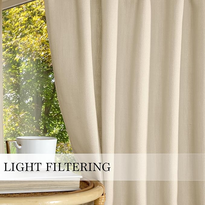 RYB HOME Short Kitchen Valances Faux Linen Blended 2 Panels Privacy Protect - Image 5