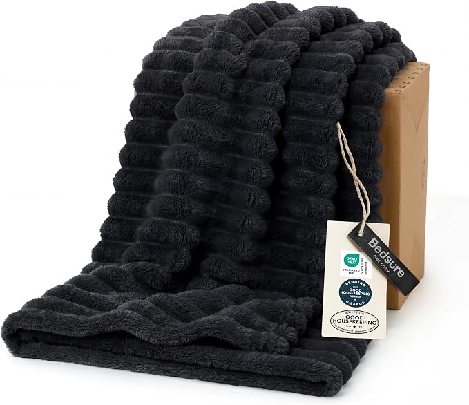 Bedsure GentleSoft Black Throw Blanket by BEDSURE