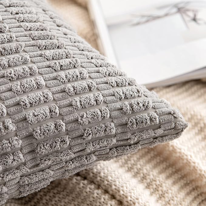 MIULEE Pack of 2 Corduroy Decorative Euro Sham Throw Pillow Covers 22x22 Inch - Image 3