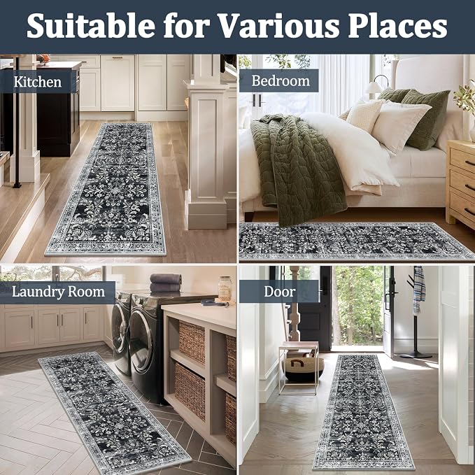 Yamaziot Washable Runner Rug 2x6 – Non Slip Boho Floral Hallway Runner Rug - Image 7