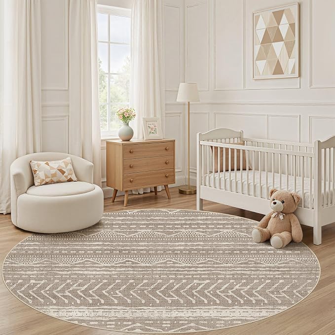 Nakagishi Area Rug Living Room Rugs: 4X4 Machine Washable Boho Large Neutral - Image 6