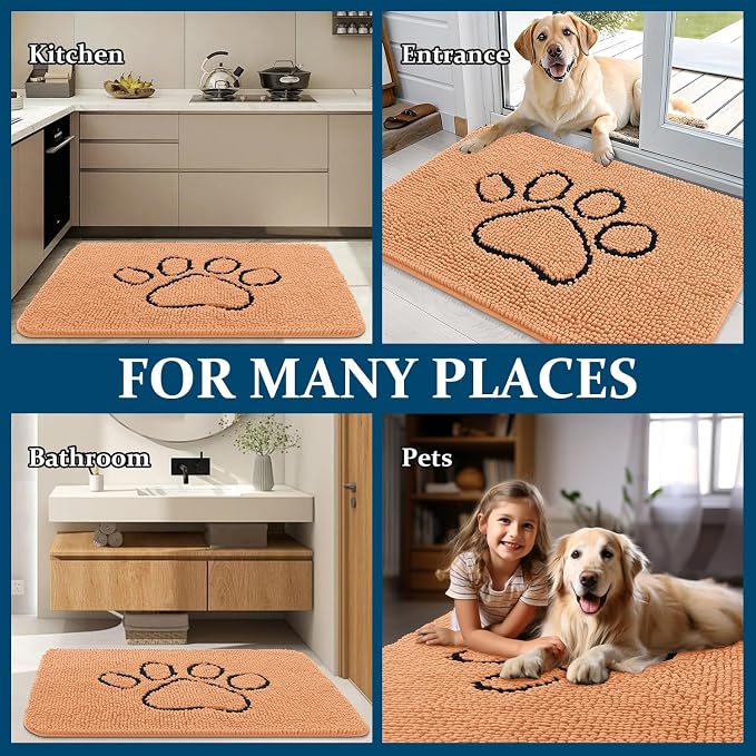 OLANLY Dog Door Mat for Muddy Paws 48x30, Paw Print Design, Absorbs Moisture - Image 8