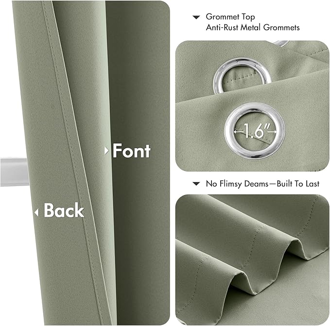 MIULEE Blackout Curtains for Bedroom 2 Panels 40 x 64 Inch Long Sage Green | - Image 4