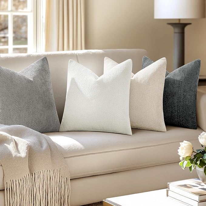MIULEE Pack of 4 Couch Throw Pillow Covers 18x18 Inch Gray Soft Decorative - Image 5