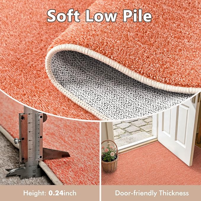2x8 Orange/White Runner Rug Washable Non-Slip - Image 4