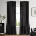 Nanspring Vintage Black Linen Curtains 96 Inches Long by Nanspring