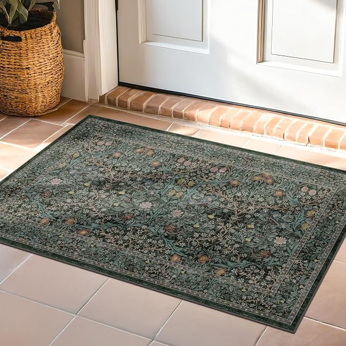 Dark Green Washable Entry Rug - Image 7