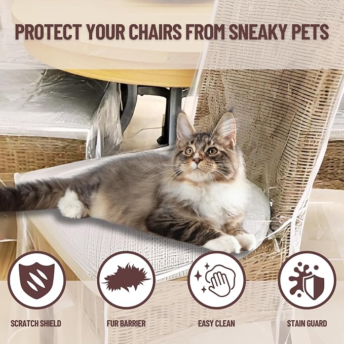 Evelots 2-Pack Clear PVC Dining Chair Covers, Spill-Resistant Protectors | - Image 3