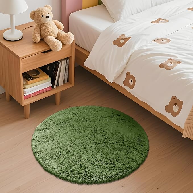 OLANLY Green Round Rugs for Bedroom - Image 3