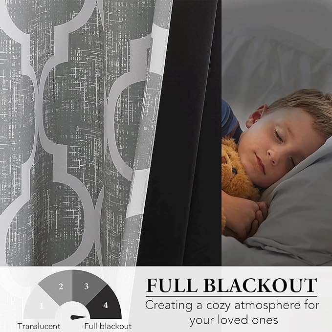Beauoop 100% Blackout Curtains 90 Inches Long 2 Panels - Image 4